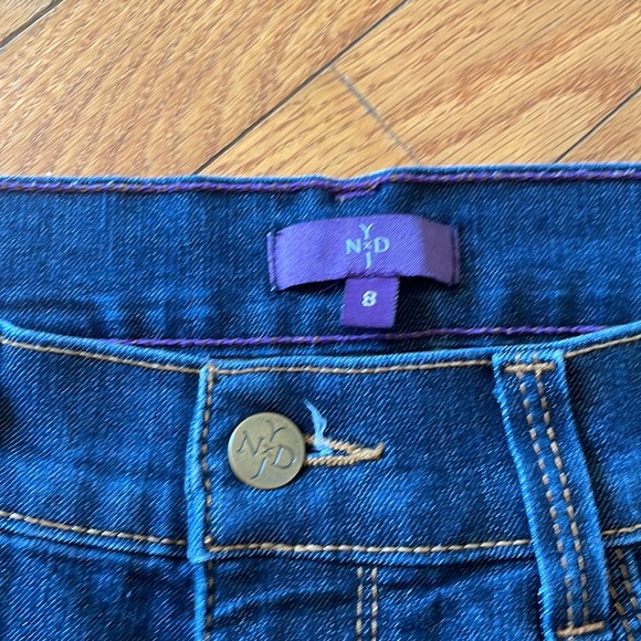 NYDJ dark wash bootcut high rise jeans copper sparkle back pockets - Picture 2 of 5